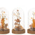 J-Line decoratie stolp - hout - naturel|orange - 3 stuks - LED