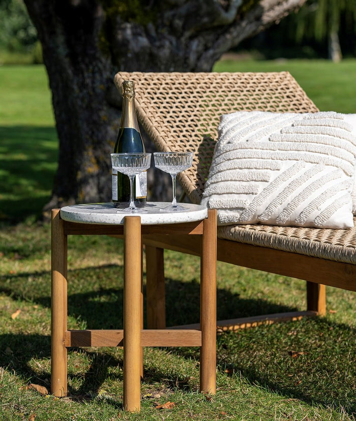 House Nordic Terracina Ronde Bijzettafel Acacia|Terrazo