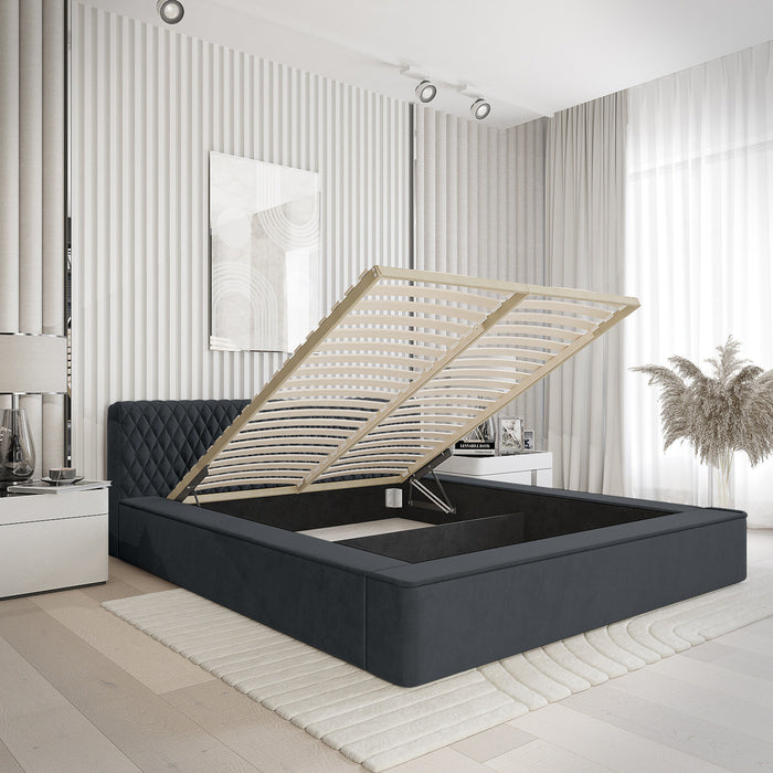 Trae Mobler Azurro 180 x 200 cm Gestoffeerd Bed Donkerblauw