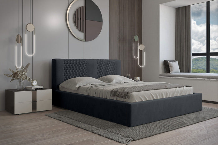 Trae Mobler Montana 140 x 200 cm Gestoffeerd Bed Donkerblauw