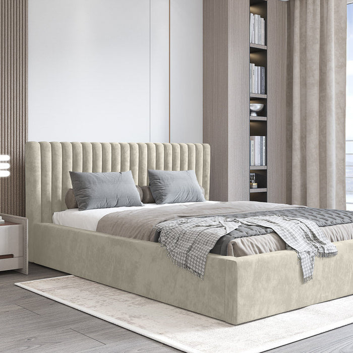 Trae Mobler Vegas 160 x 200 cm Gestoffeerd Bed Creme