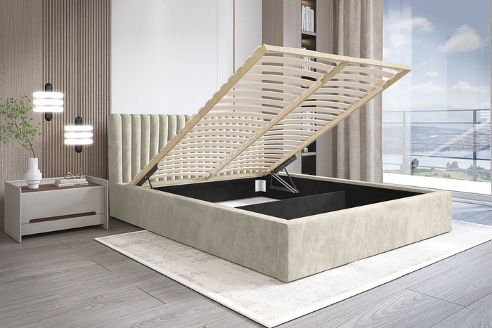 Trae Mobler Vegas 140 x 200 cm Gestoffeerd Bed Creme
