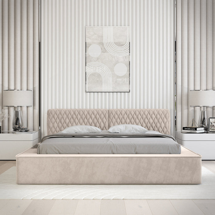 Trae Mobler Azurro 160 x 200 cm Gestoffeerd Bed Beige