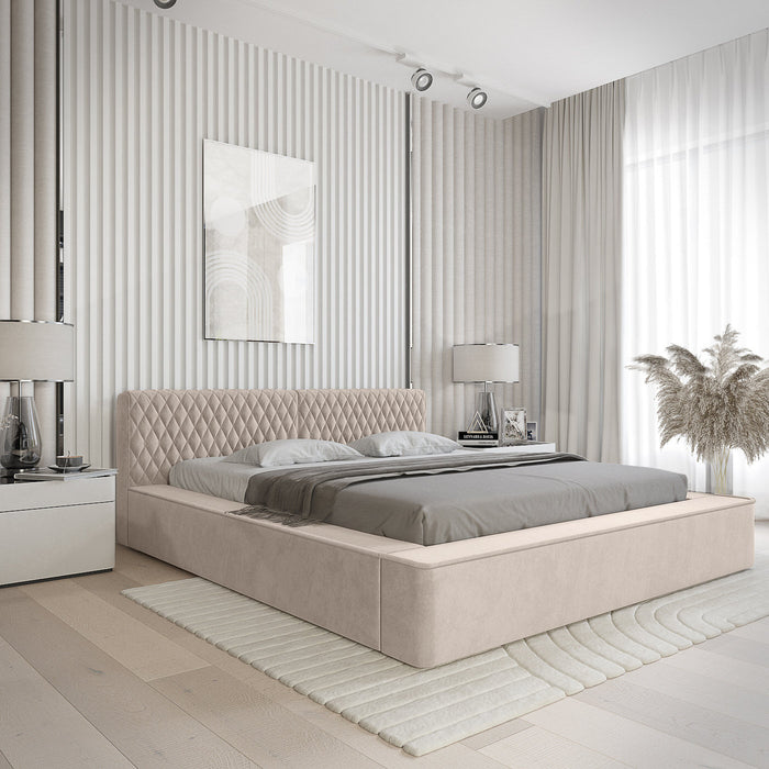 Trae Mobler Azurro 180 x 200 cm Gestoffeerd Bed Beige