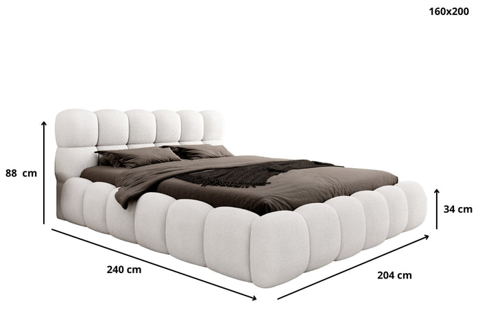 Trae Mobler Boston 160 x 200 cm Gestoffeerd Bed Naturel