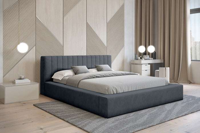 Trae Mobler Como 160 x 200 cm Gestoffeerd Bed Donkerblauw