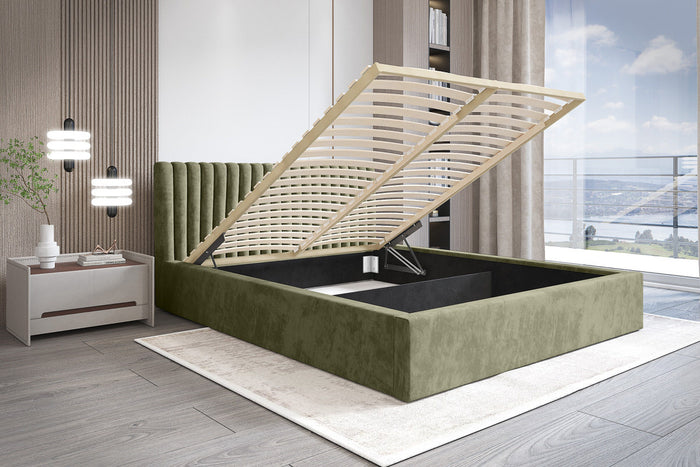 Trae Mobler Vegas 180 x 200 cm Gestoffeerd Bed Olijfgroen