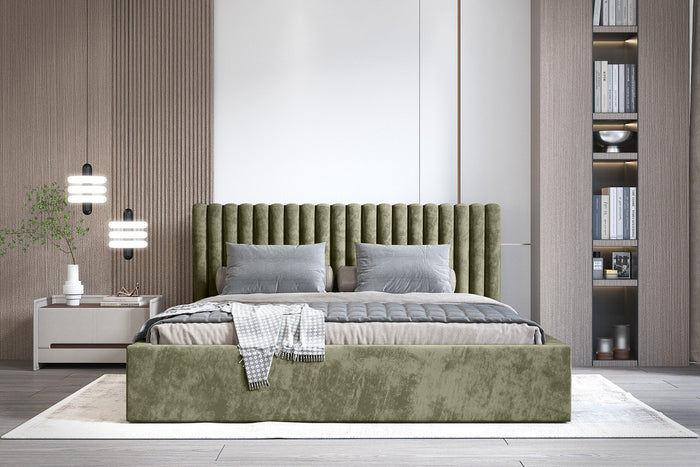 Trae Mobler Vegas 180 x 200 cm Gestoffeerd Bed Olijfgroen