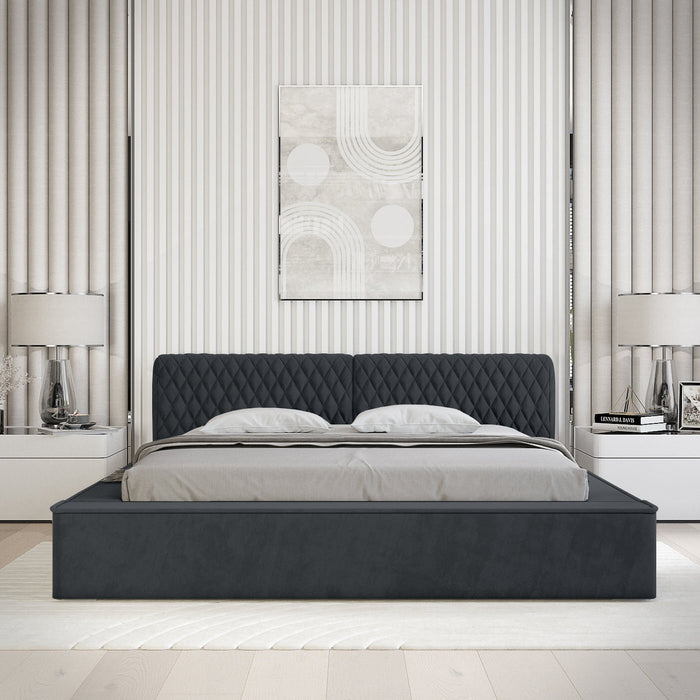 Trae Mobler Azurro 140 x 200 cm Gestoffeerd Bed Donkerblauw