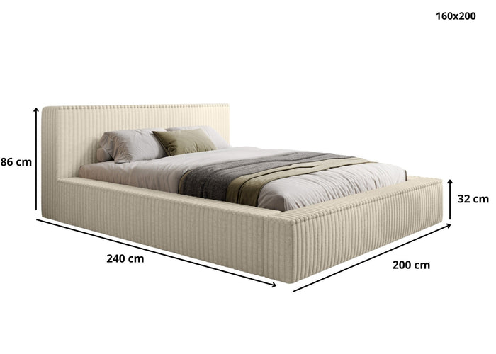 Trae Mobler Melody 160 x 200 cm Gestoffeerd Bed Grijs