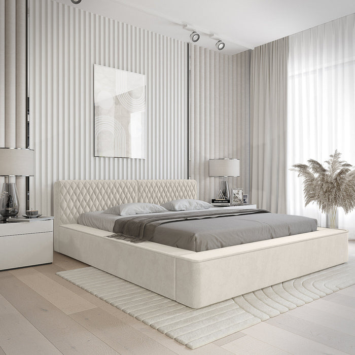 Trae Mobler Azurro 140 x 200 cm Gestoffeerd Bed Lichtgrijs