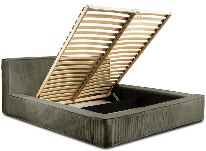 Trae Mobler Harmon 140x200 cm Gestoffeerd Bed Olijfgroen