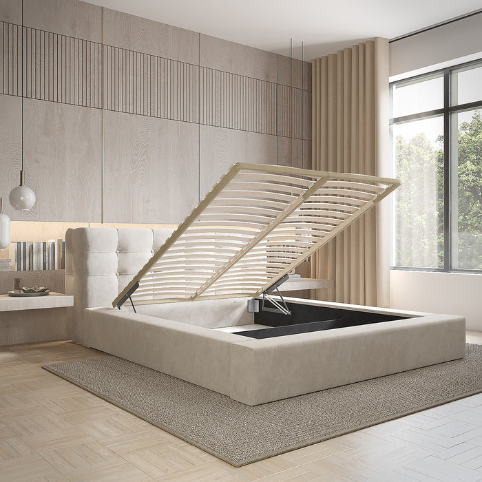 Trae Mobler Grace 140 x 200 cm Gestoffeerd Bed Beige