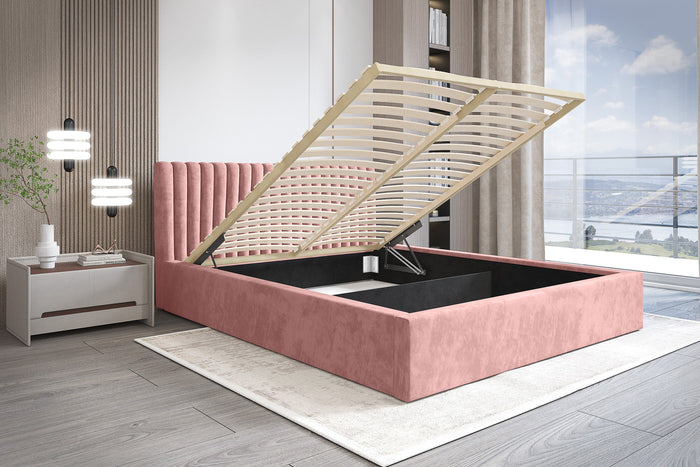 Trae Mobler Vegas 140 x 200 cm Gestoffeerd Bed Stoffig Roze