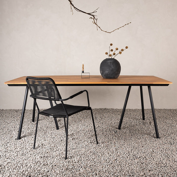 Nest outdoor Josua Tuintafel Zwart - Met Houten Blad - 200 x 100 cm