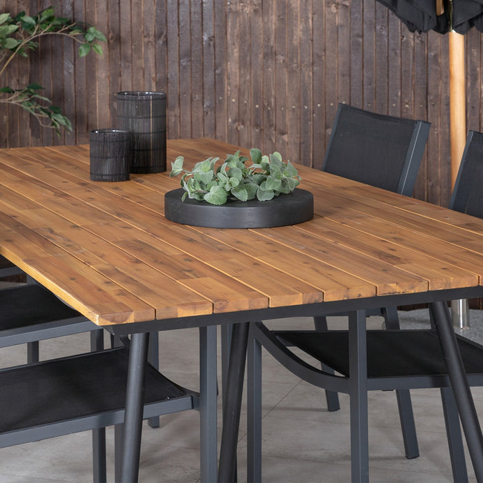 Nest outdoor Josua Tuintafel Zwart - Met Houten Blad - 200 x 100 cm