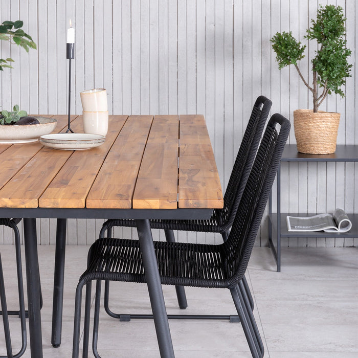 Nest outdoor Josua Tuintafel Zwart - Met Houten Blad - 200 x 100 cm