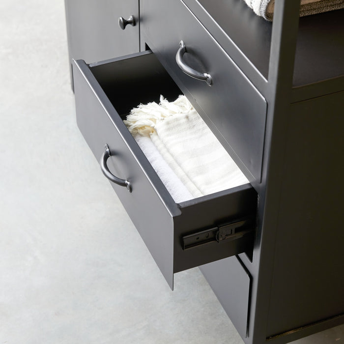 Tikamoon - Industriel - Massief mangohouten en metalen badmeubel 95 cm