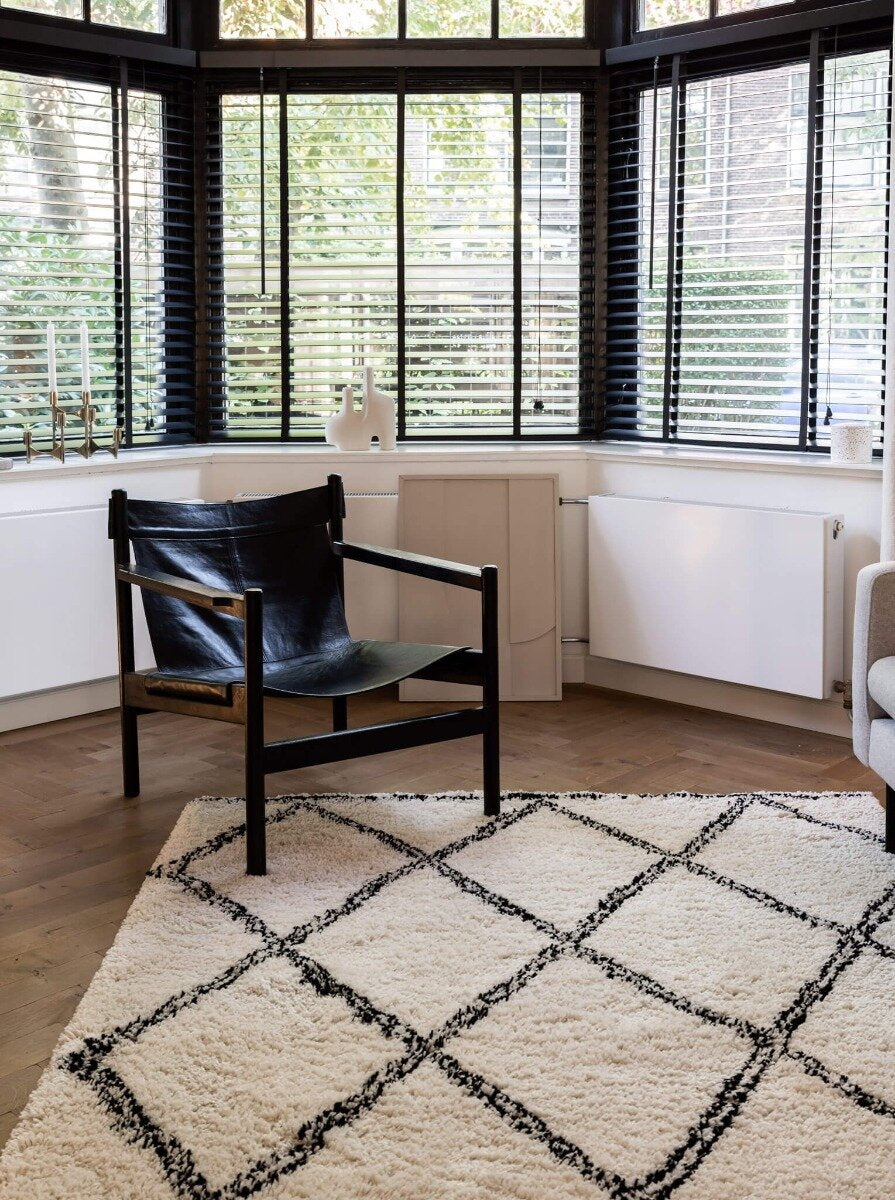 Interieur05 Hoogpolig berber vloerkleed Wit|Zwart Norway 200 x 290 cm