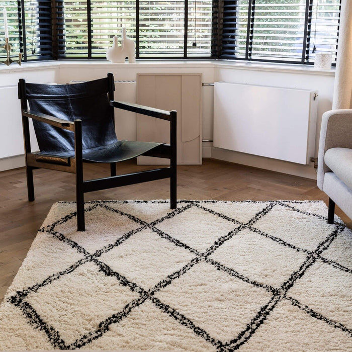 Interieur05 Hoogpolig berber vloerkleed Wit|Zwart Norway 200 x 290 cm