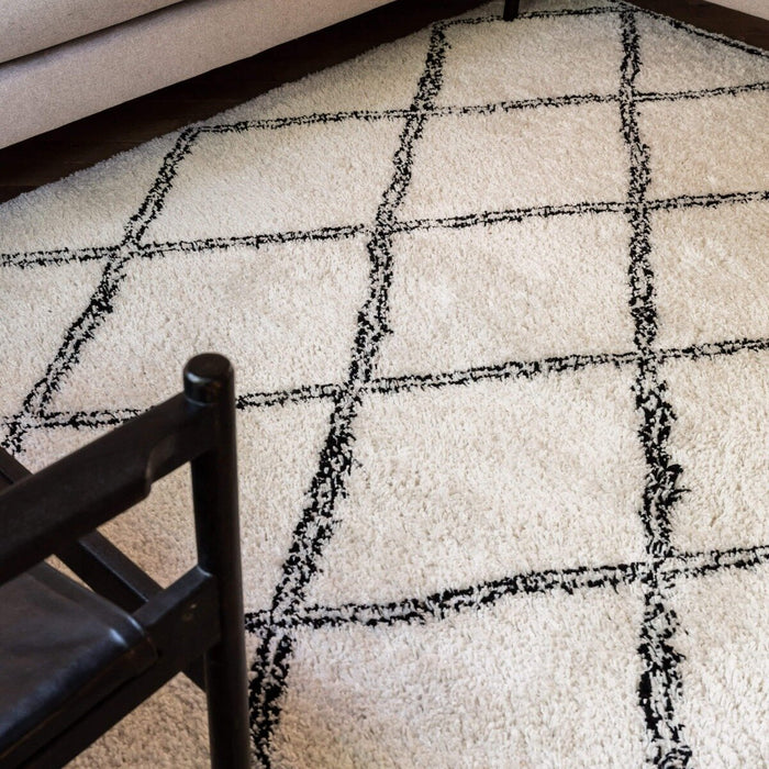 Interieur05 Hoogpolig berber vloerkleed Wit|Zwart Norway 200 x 290 cm