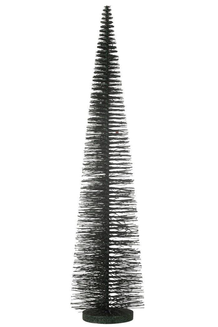 J-Line decoratie Kerstboom Glitter - kunststof - donkergroen