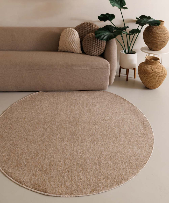 Tapeso Rond vloerkleed Lush - beige - 160 cm