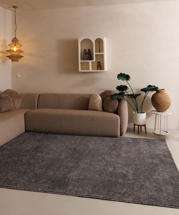 Tapeso Laagpolig vloerkleed Fine - grijs - 300x400 cm