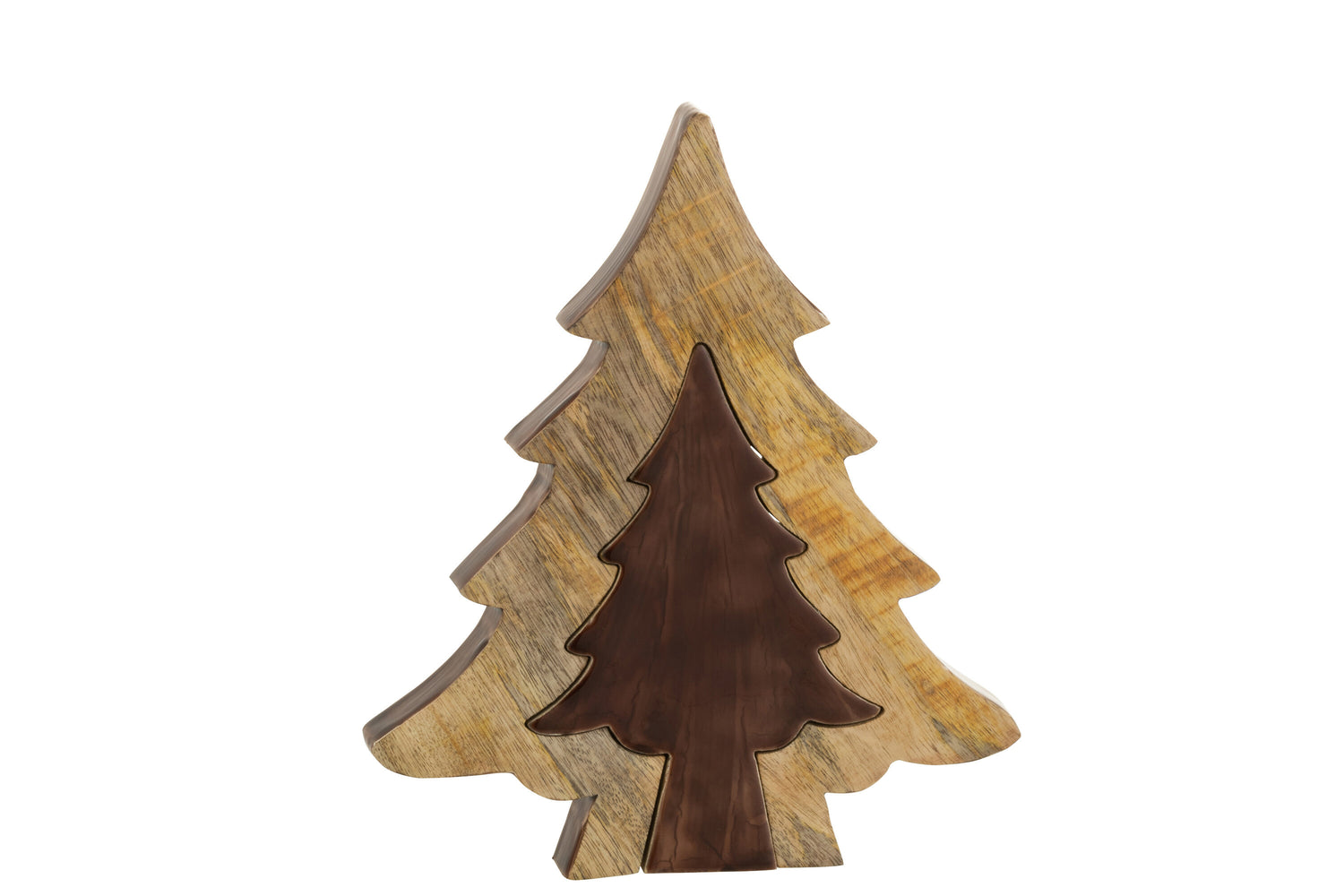 J-Line decoratie Kerstboom Puzzel - hout - bruin|naturel - large