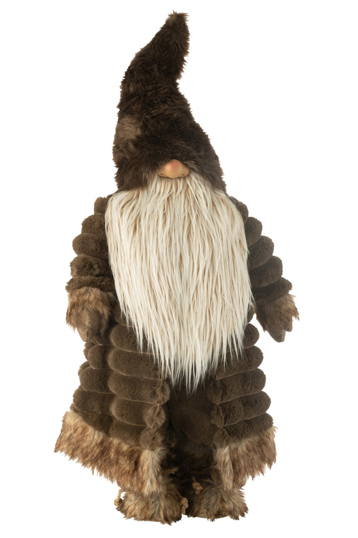 J-Line figuur Kabouter Bos - textiel - bruin - large
