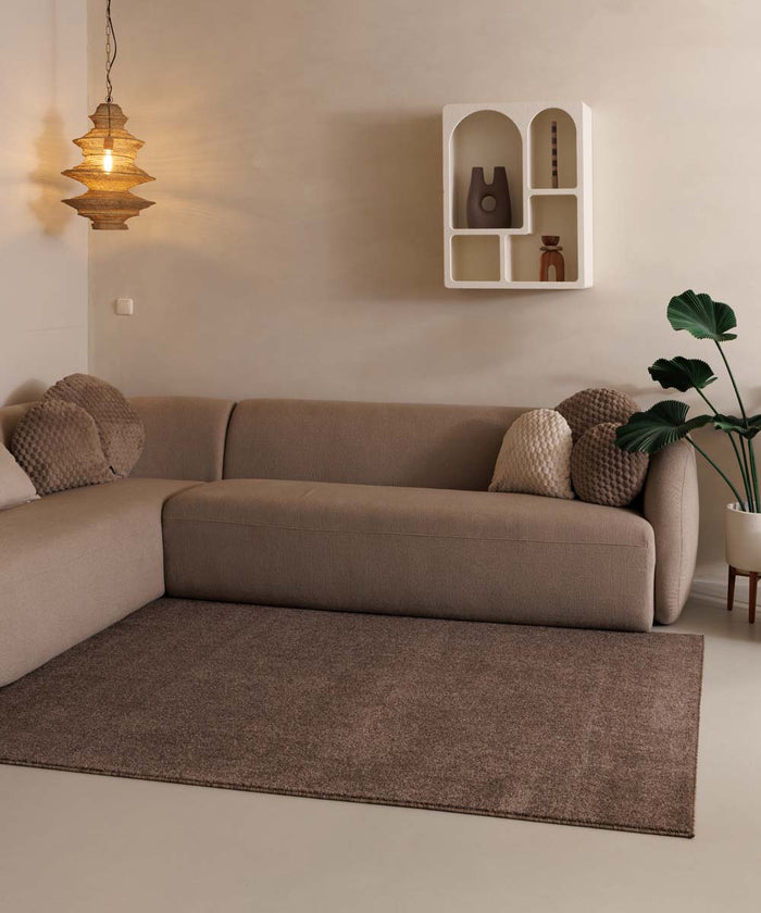 Tapeso Laagpolig vloerkleed Fine - mokka - 120x170 cm