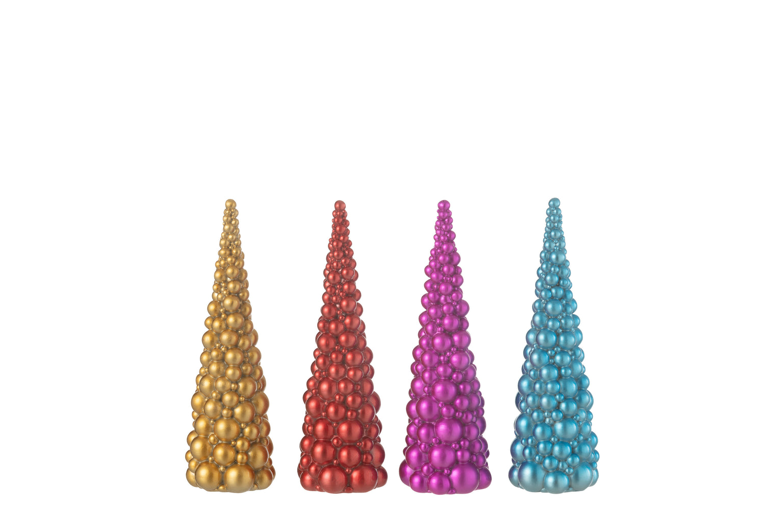 J-Line decoratie Ballen Kerstboom - polyresin - mix - small - 4 stuks