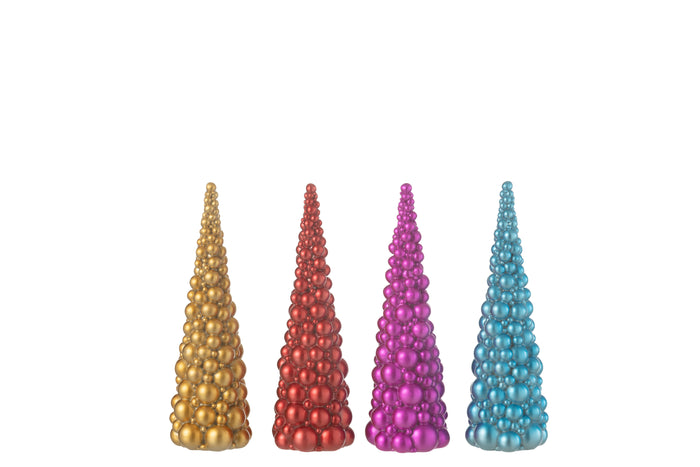 J-Line decoratie Ballen Kerstboom - polyresin - mix - small - 4 stuks