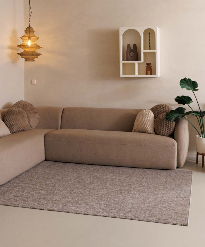 Tapeso Laagpolig vloerkleed Lush - taupe|lichtgrijs - 60x110 cm