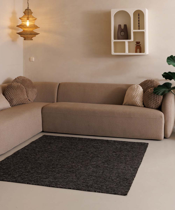 Tapeso Vierkant vloerkleed Lush - antraciet - 300x300 cm