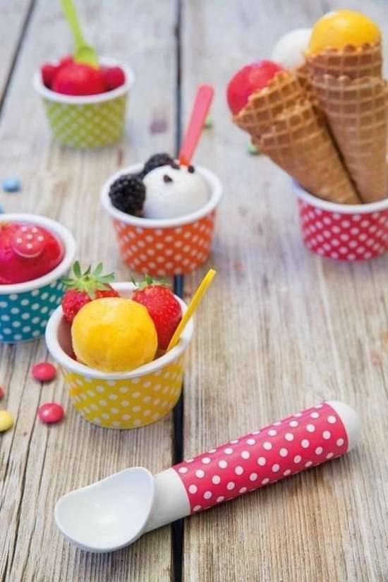 Zak!Designs Dotty Ijsbak met Lepel Ø 8 cm Set van 2 Stuks