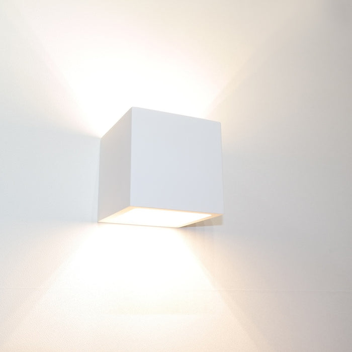Artdelight Wandlamp Plaster Vierkant Wit incl. Led