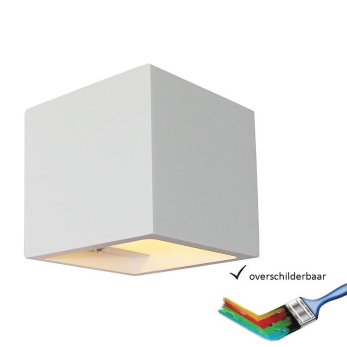 Artdelight Wandlamp Plaster Vierkant Wit incl. Led