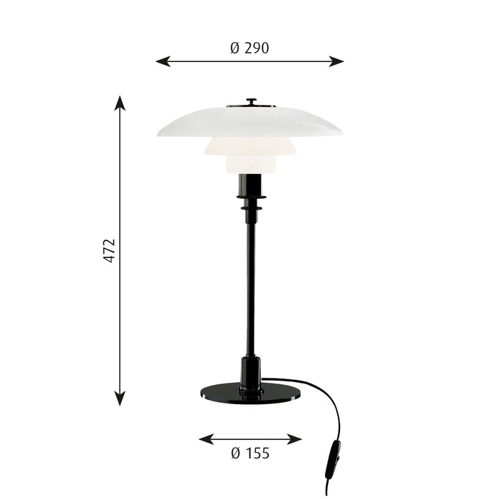 Louis Poulsen PH 3|2 tafellamp zwart gemetaliseerd