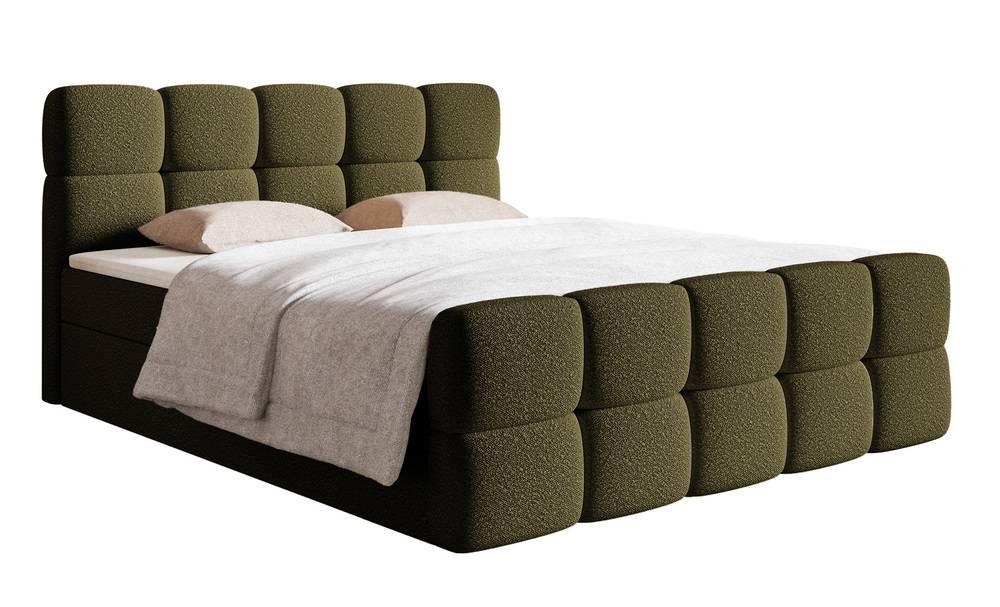 NADUVI Collection Chloe Boxspring met Opbergvak 140 x 200 cm - Bouclé - Groen