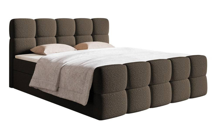 NADUVI Collection Chloe Boxspring met Opbergvak 180 x 200 cm - Bouclé - Bruin
