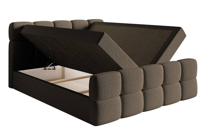 NADUVI Collection Chloe Boxspring met Opbergvak 180 x 200 cm - Bouclé - Bruin