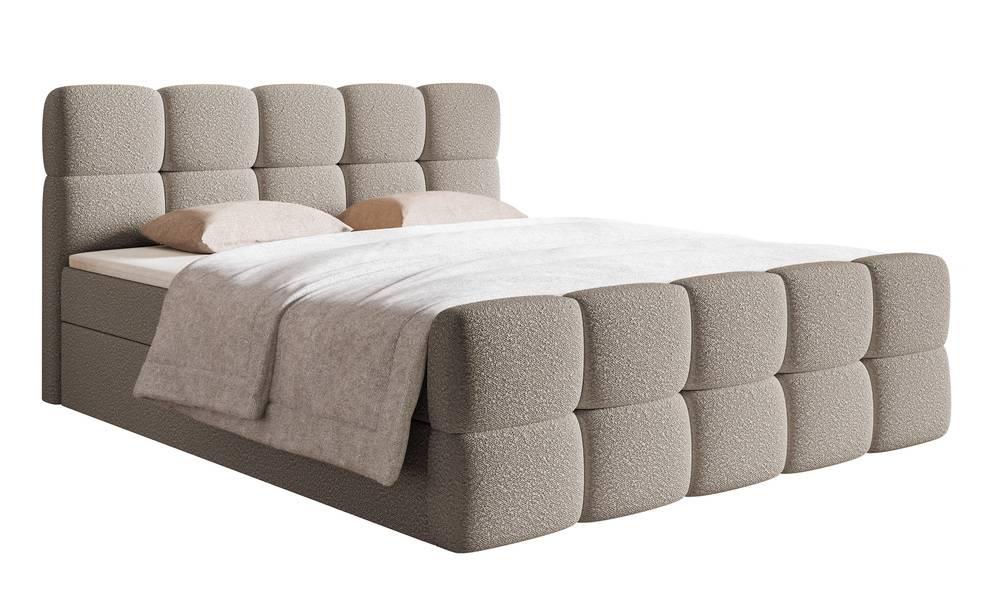 NADUVI Collection Chloe Boxspring met Opbergvak 160 x 200 cm - Bouclé - Greige