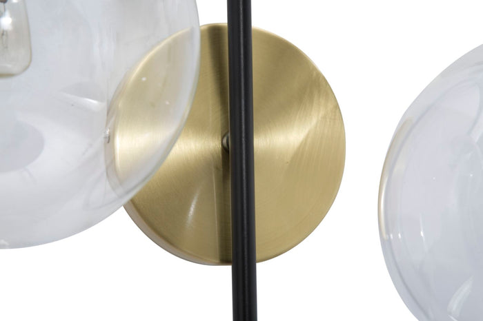 Mauro Ferretti Iron Zwart metalen wandlamp met 2 glazen bolletjes