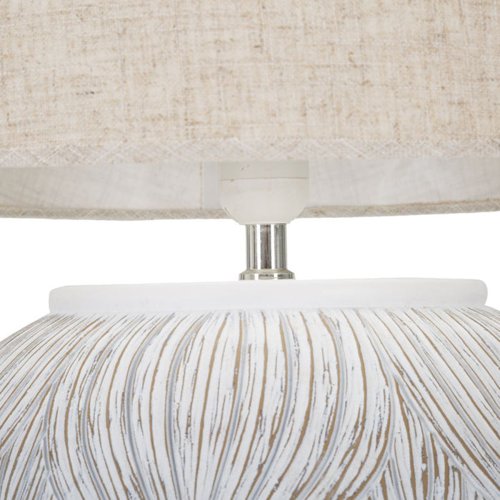 Mauro Ferretti Atene Tafellamp in witte hars met beige kap