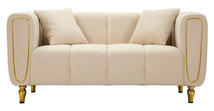 Mauro Ferretti Alma Sofa 2 plaatsen in metaal en fluwelen rème