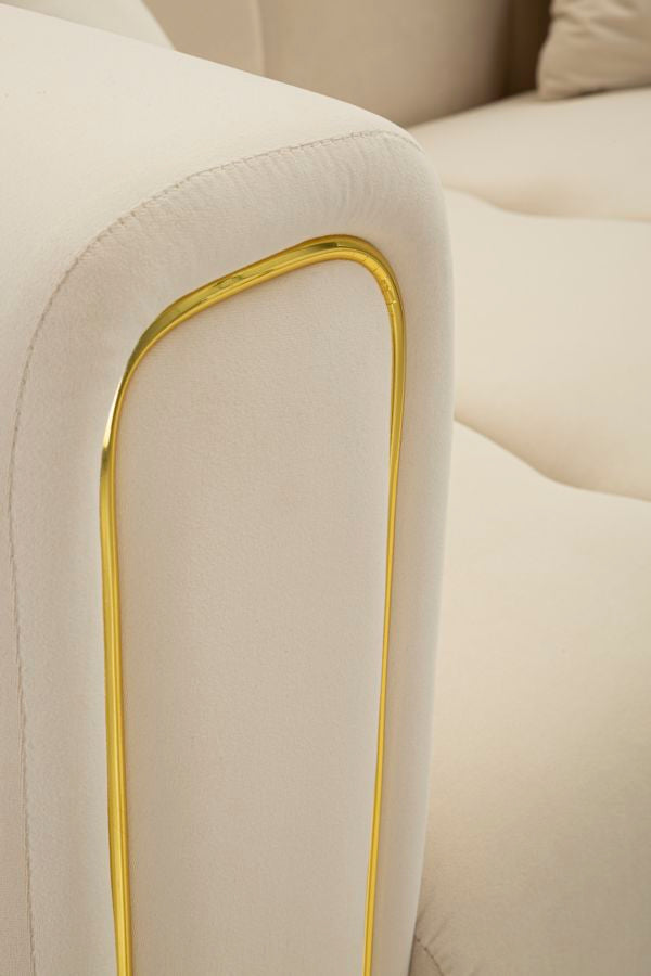 Mauro Ferretti Alma Sofa 2 plaatsen in metaal en fluwelen rème