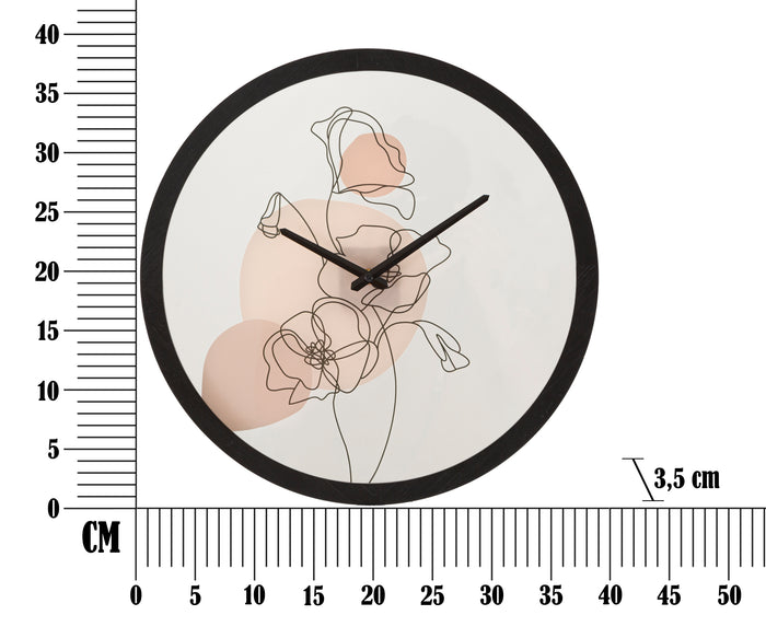 Mauro Ferretti Flower Ronde wandklok bloem in hout en glas