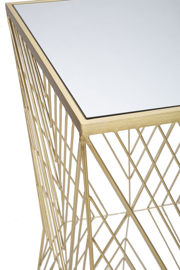 Mauro Ferretti Lines Telefoonrek in goud metaal en spiegel