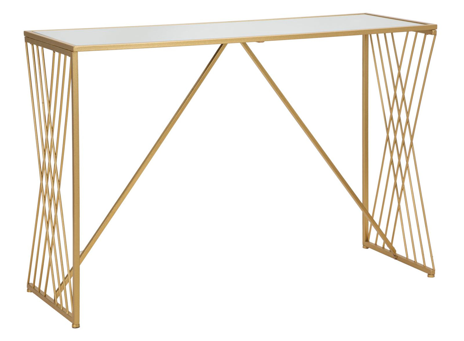 Mauro Ferretti Easy Geometrische console in metalen en gouden spiegel